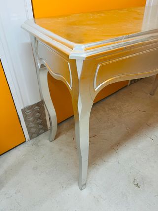 Mesa de madera plateada mesa de salon comedor