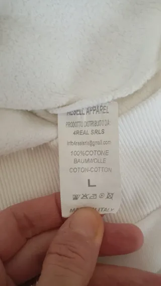 Felpa Resell Apparel Bianca Tg. L