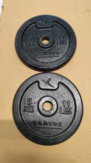 2 discos pesas 5kg Domyos
