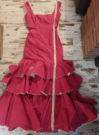 Vestido Flamenca Volantes Flores Blanco