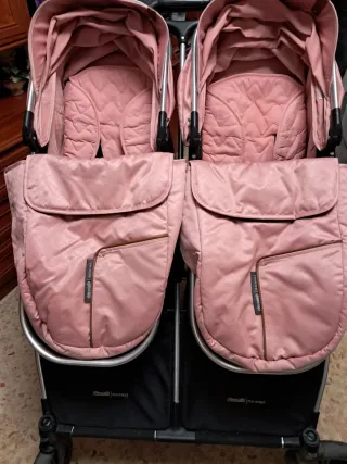 Silla de paseo doble rosa