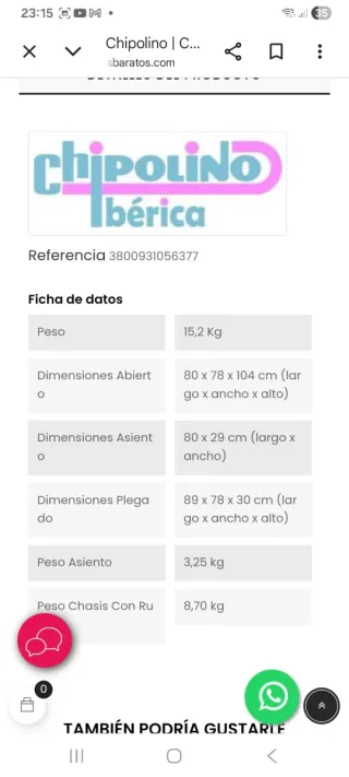 Silla de paseo doble rosa