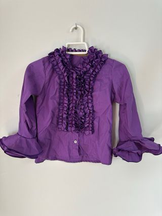 Traje Sevillanas Verde Agua y Morado