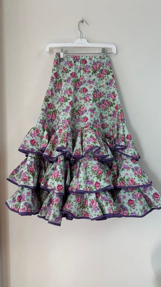 Traje Sevillanas Verde Agua y Morado