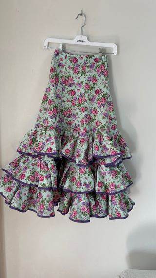 Traje Sevillanas Verde Agua y Morado