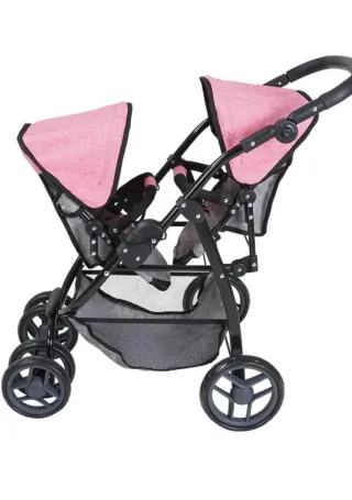 Cochecito de muñecas doble rosa