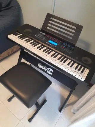 Teclado Rockjam RJ761 con soporte y banqueta