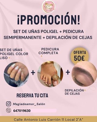 SET DE UÑAS POLIGEL + PEDICURA SEMIPERMANENTE +