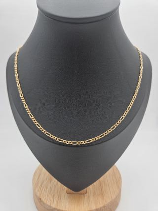 Cadena de Oro 18K, Fígaro 3x1 Maciza, 8,06gr, 60cm