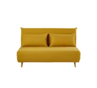 Sofá cama amarillo nuevo con 2 almohadas cojines