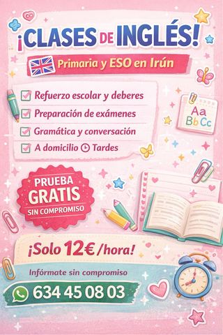 Clases de inglés a domicilio en Irún