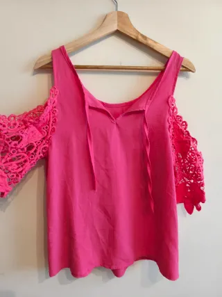 Camisa Moda Italiana Talla M/L Rosa Fucsia