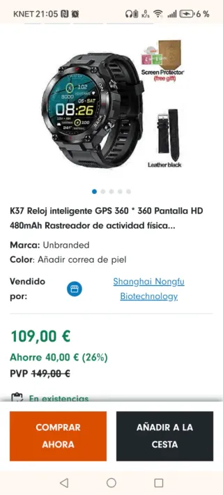 Smart watch GPS Sport Negro/Gris