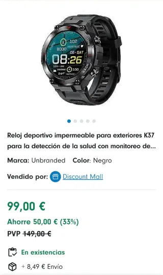 Smart watch GPS Sport Negro/Gris