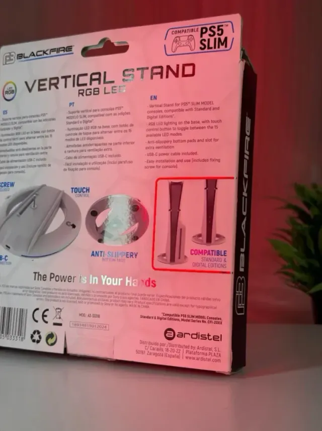 Soporte Vertical PS5 Slim RGB LED Blackfire