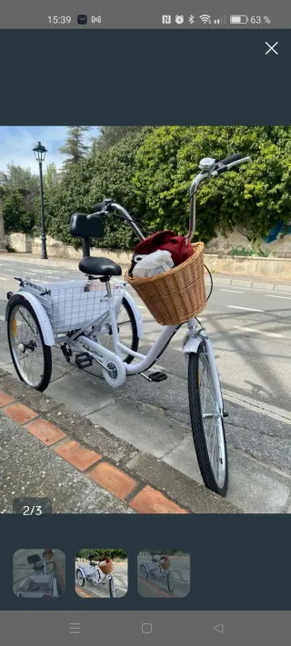 Triciclo con cesta y remolque