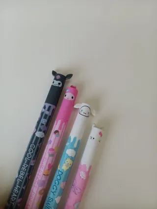 Canetas Apagáveis Hello Kitty, Kuromi, Cinnamoroll