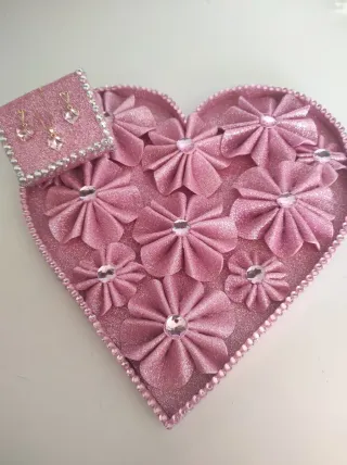 Corazón Goma Eva Rosa Decorado