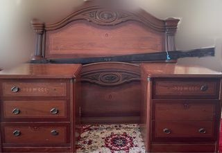 Cama Matrimonio con 2 Mesitas Madera