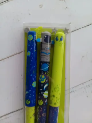 Canetas Click Clack Duplas Tema Espaço 3un