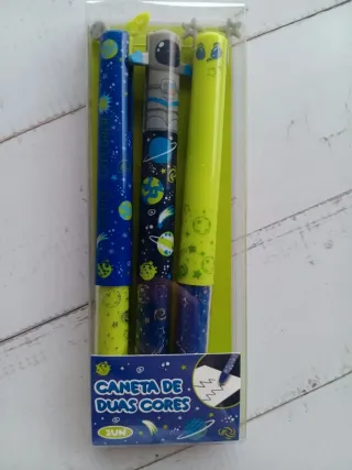 Canetas Click Clack Duplas Tema Espaço 3un