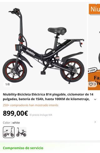 Bicicleta eléctrica Niubility B14 plegable