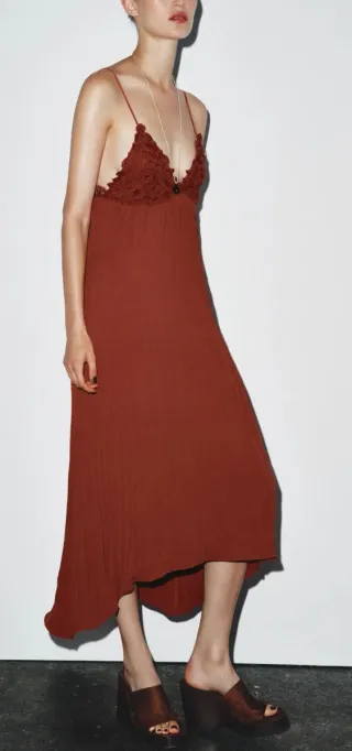 Vestido Zara Midi Encaje Talla M