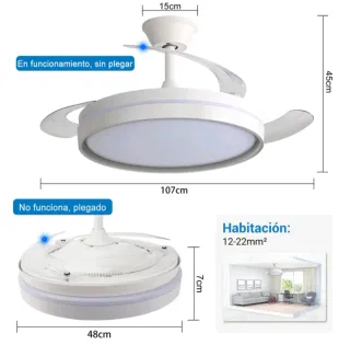 Ventilador de Techo LED Retráctil Silencioso NUEVO