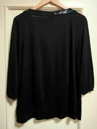 Blusa negra H&M con lazo lentejuelas
