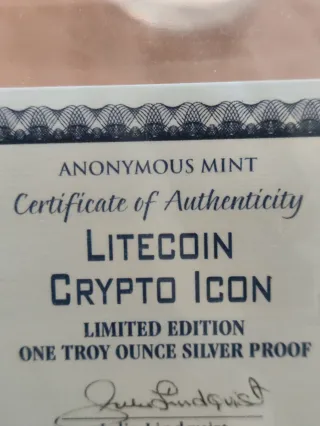 Moneda Litecoin 1 Onza Plata 999