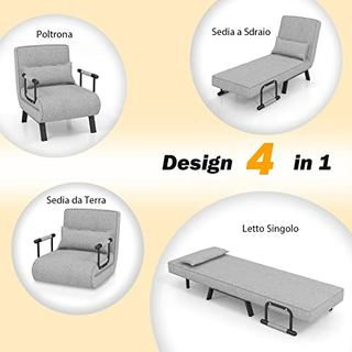 4 in 1 Poltrona Letto Singolo, Poltroncina Pieghev