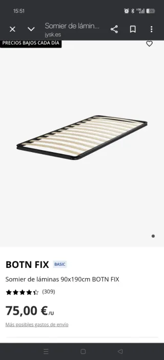 Somier de láminas BOTN FIX 90x190cm