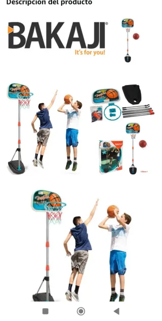 CANASTA BALONCESTO INFANTIL BAKAJI PERFECTO ESTADO
