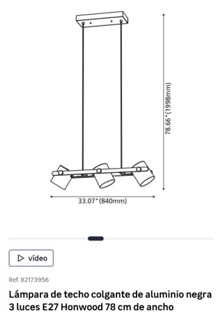 Lámpara de techo colgante madera y metal