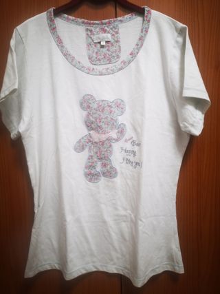 T-shirt donna con orsetto floreale