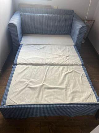 Divano Letto Sfoderabile Blu e Bianco