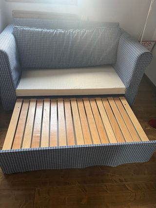 Divano Letto Sfoderabile Blu e Bianco