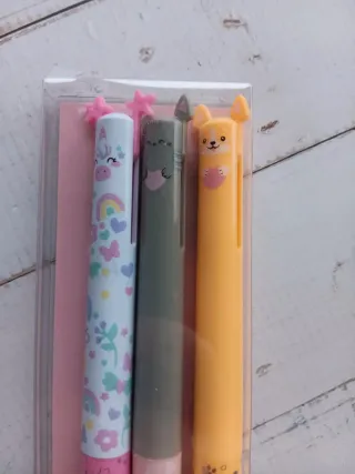 Canetas Duplas Tema Unicórnio e Corgi