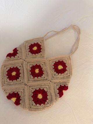 Bolso Crochet Hecho a Mano Flores Rojas