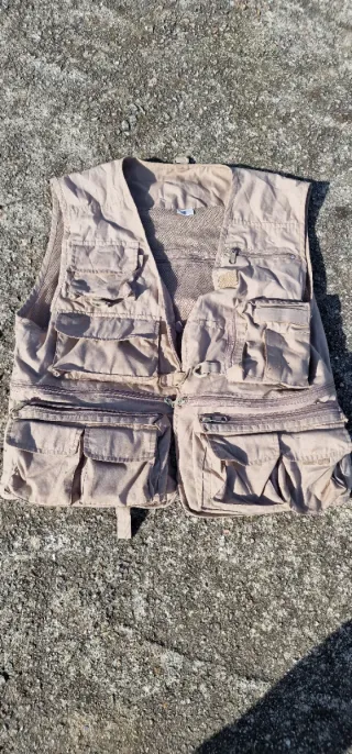 Giubbotto da pesca multi-tasche beige