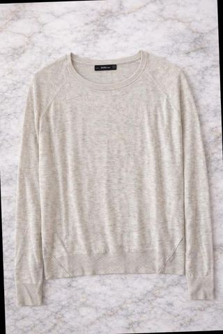 Jersey ZARA knit beige jaspeado cuello redondo