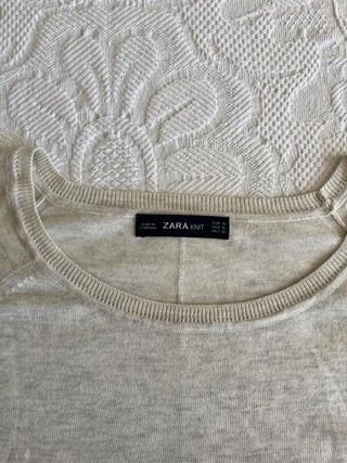 Jersey ZARA knit beige jaspeado cuello redondo