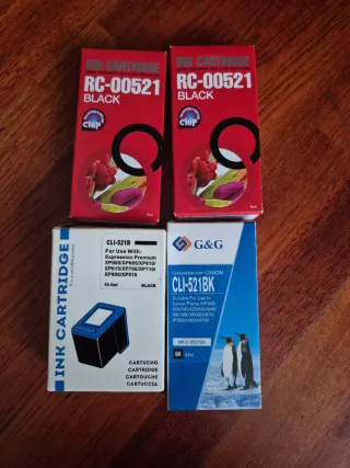 Cartuchos Tinta Canon CLI-521 BK, C, M, Y