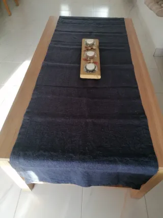 Mantel azul de lino