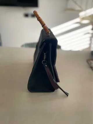 Borsa OVS ecopelle manico bambù nera