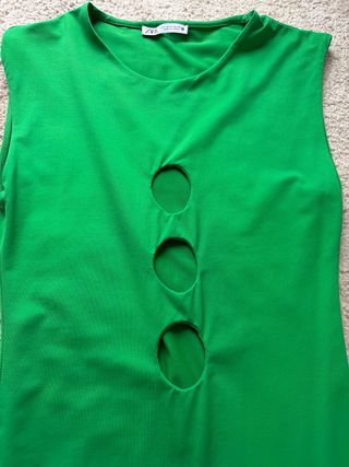 Vestido largo verde con aberturas Sexy