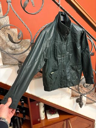Giubbino Biker Vera Pelle Vintage Verde