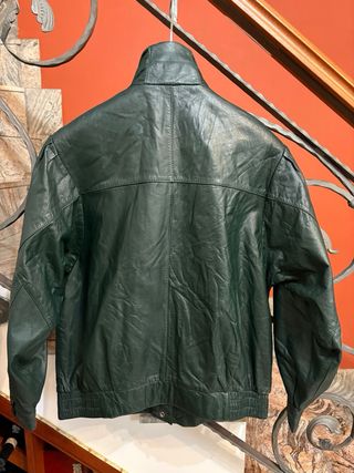 Giubbino Biker Vera Pelle Vintage Verde