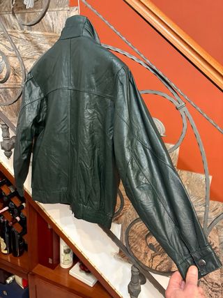 Giubbino Biker Vera Pelle Vintage Verde