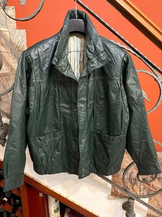 Giubbino Biker Vera Pelle Vintage Verde